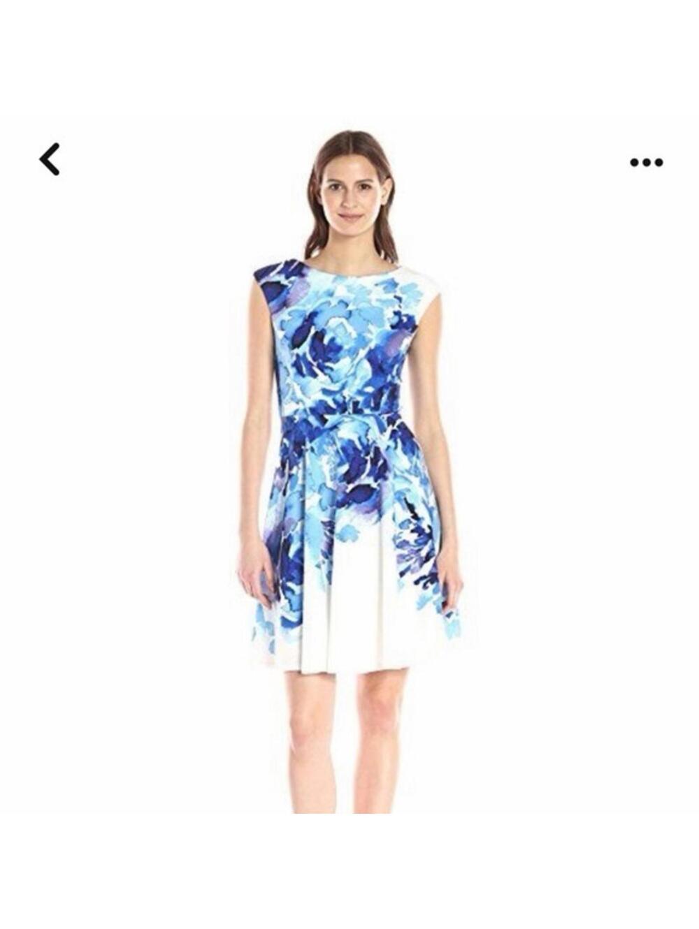 Maggy London 'Rosa Peony' Print Scuba Fit & Flare Dress 12 - Picture 1 of 7